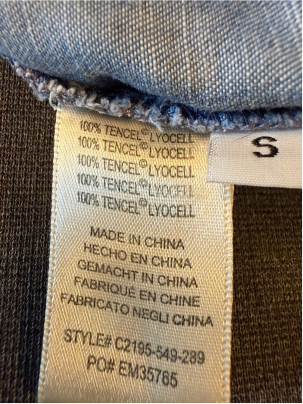 Anthropologie Cloth & Stone Size Small Blue Chambray Fringed Hem Top - Picture 6 of 7